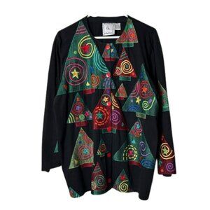 Vintage Michael Simon lite geometric christmas button up long sleeve XL